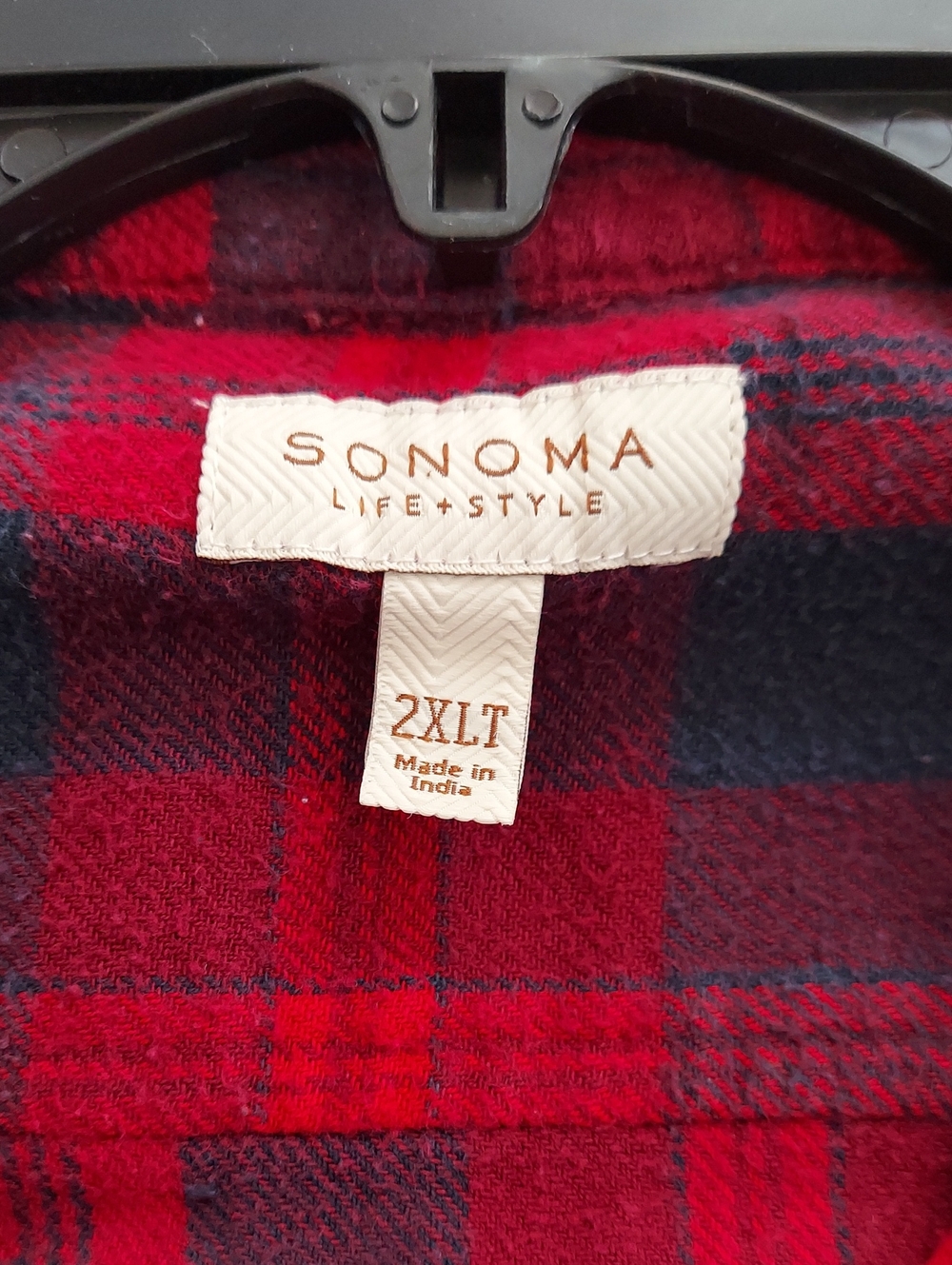Sonoma Men's Navy & Red Plaid Button-Down Fleece Shirt Chest Pockets Size 2XLT▪︎ - Picture 5 of 9